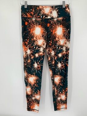 Sweaty Betty Contour Leggings cropped fireworks blue orange active yoga new S